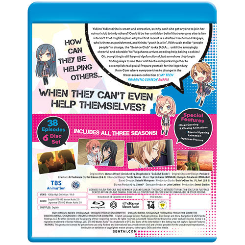 My Teen Romantic Comedy SNAFU (Seasons 1-3) Complete Collection Blu-ray Back Cover